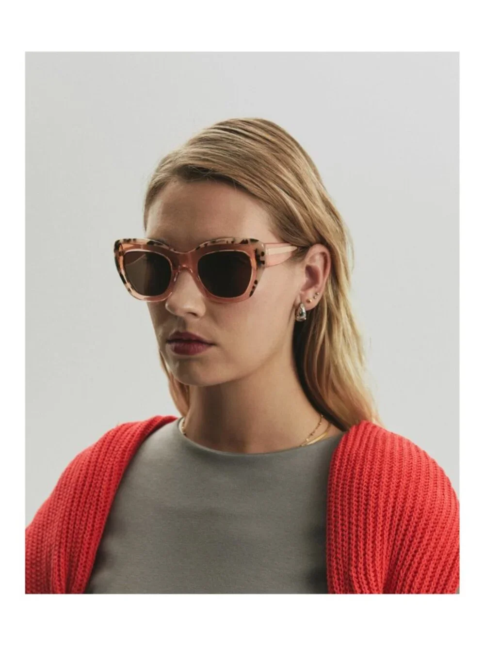 New Raval Eyewear Women's Sunglasses Pink Square Brown Lens Acetate Frame ERIKA